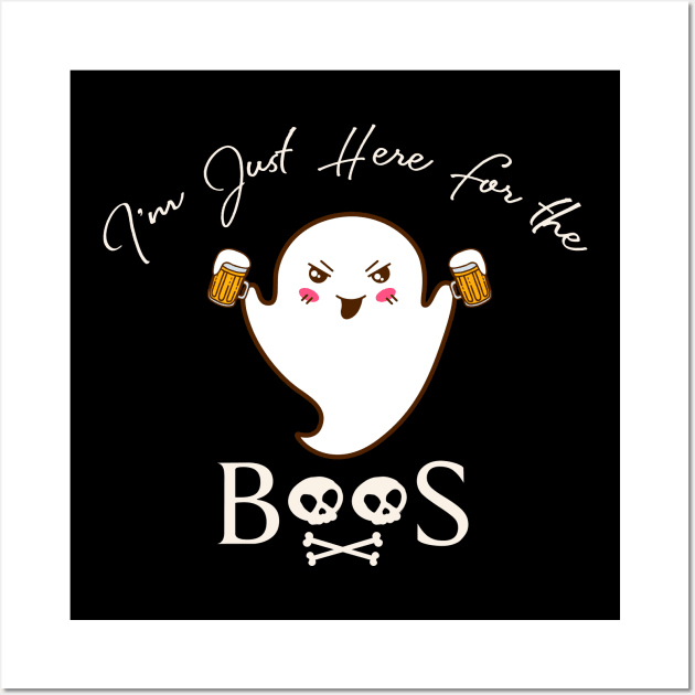 Kawaii I'm Just Here For The Boos Halloween Funny Drinking Wall Art by anubis1986